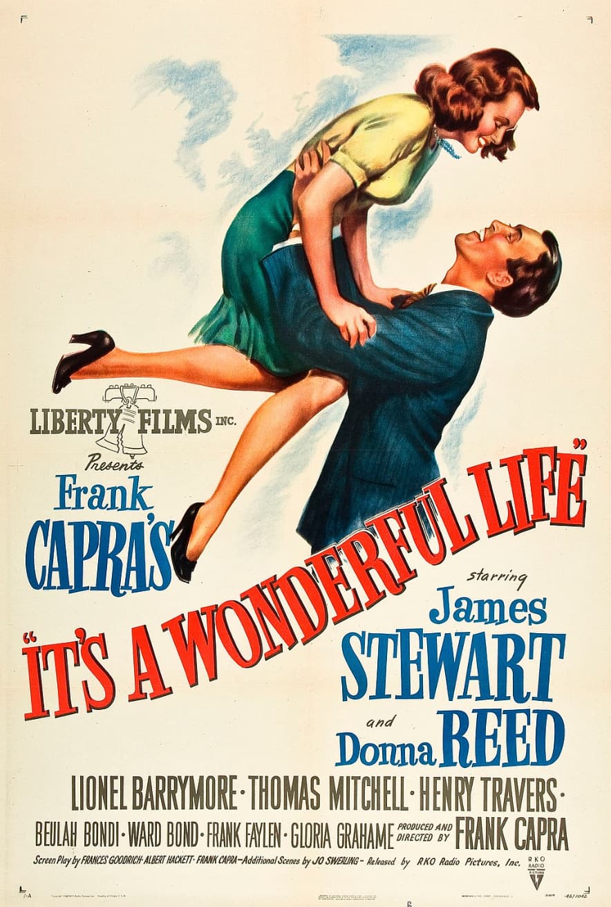 retro its a wonderful life movie poster - L Liberty Films Inc. Presents Frank Capras starring It'S A Wonderful Life 66 James Stewart and Donna Reed Lionel Barrymore Thomas Mitchell Henry Travers. Beulah BondiWard BondFrank Faylen Gloria Grahame . Produced